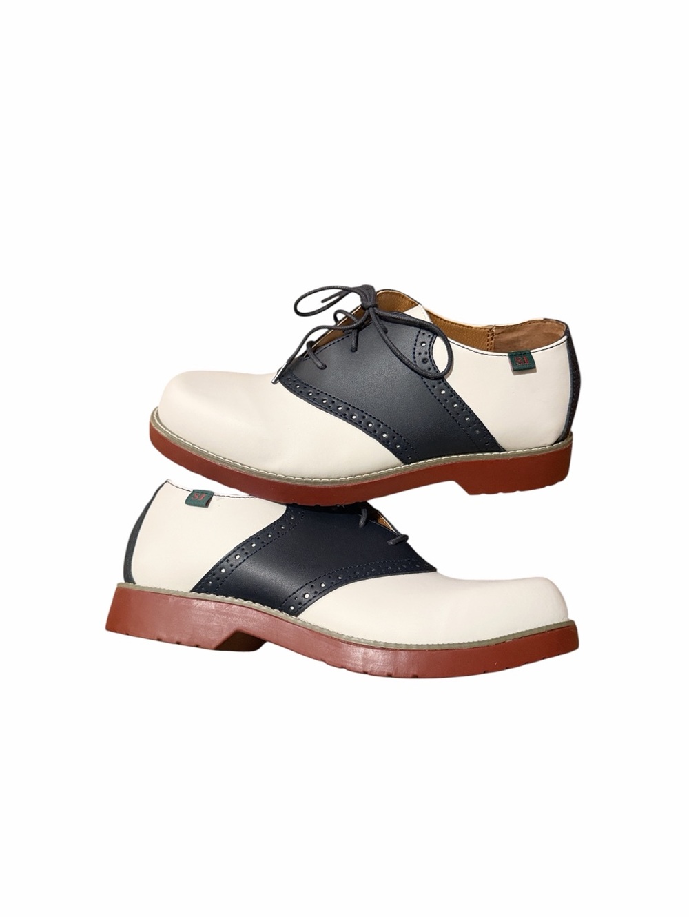 NWOB School Issue Saddle Loafers in White & Navy Blue 9W (Read Description)